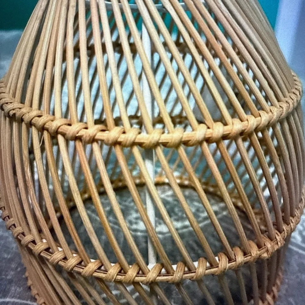 3- 2-1/4 Fitter Small Natural Bamboo Dome Pendent Lamp Shade